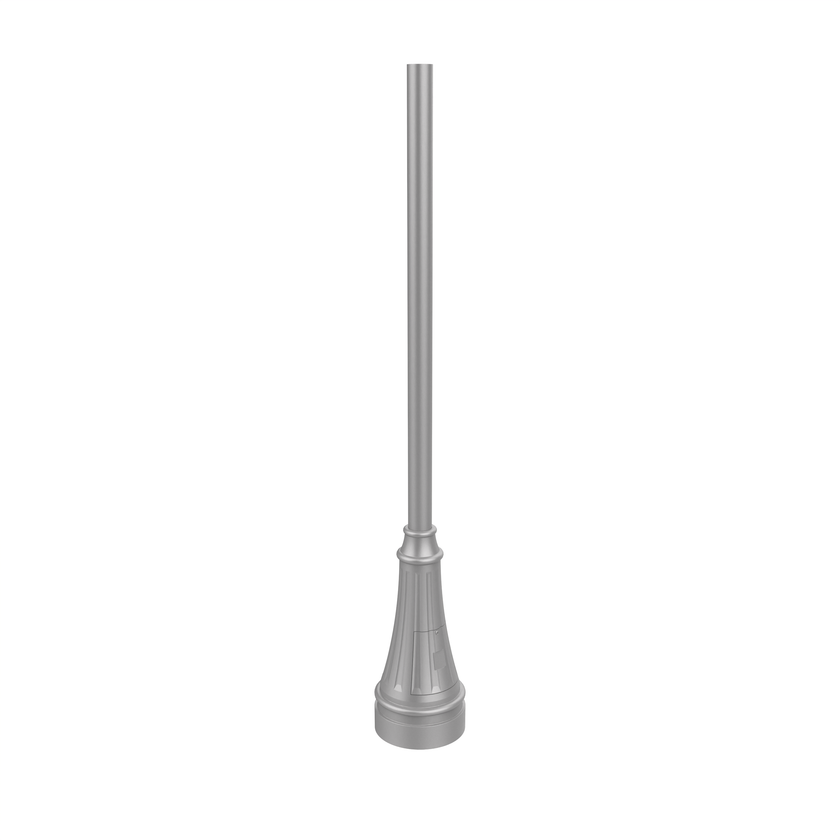Poteau d'aluminium rond de 3'' à base soudée avec porte d'accès et boulons d'ancrage