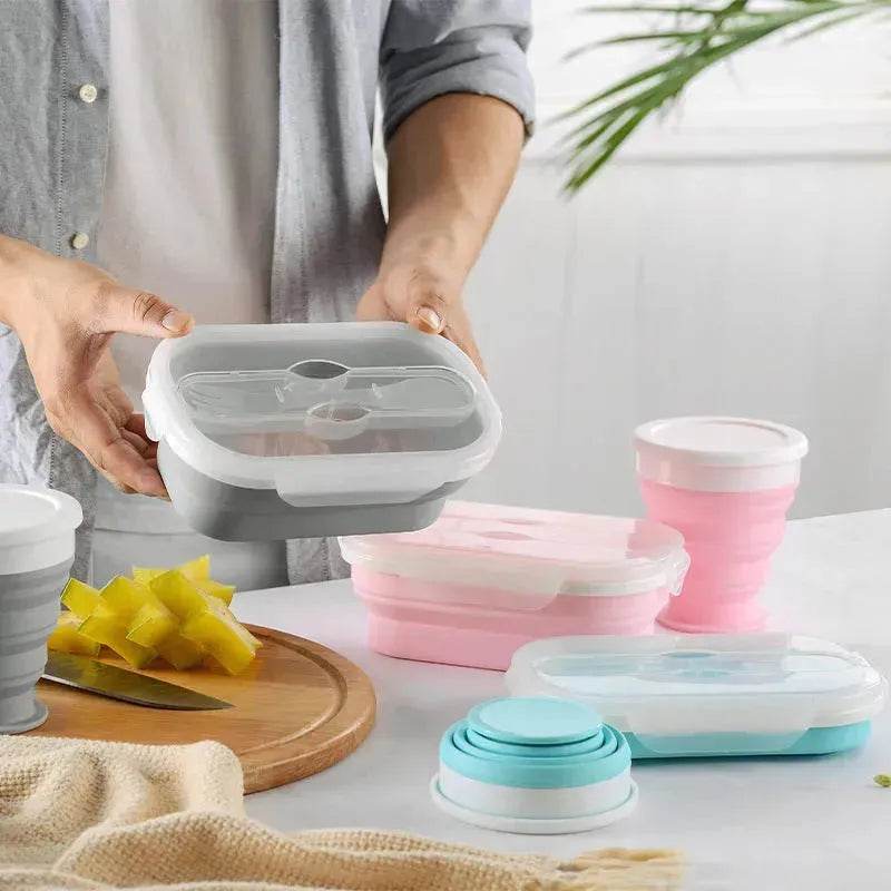 Portable Silicone Foldable Compressible Lunch Box container