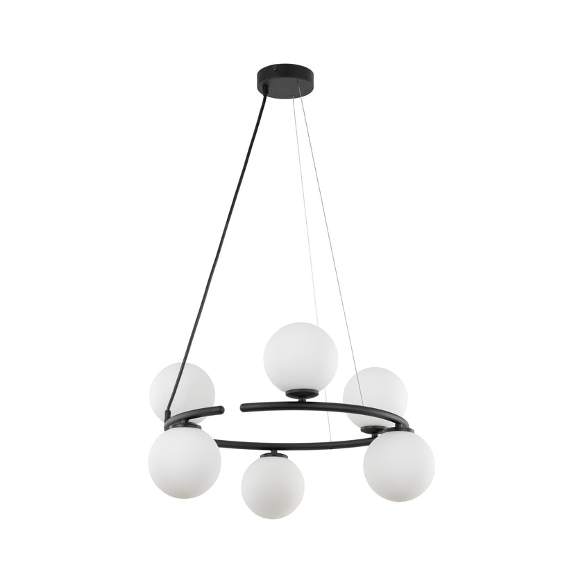 ANABELLE Scandinavian PendANABELLE 6-Light Scandinavian Globe Chandelier for Dining Room & Modern Interiorsant Light 6