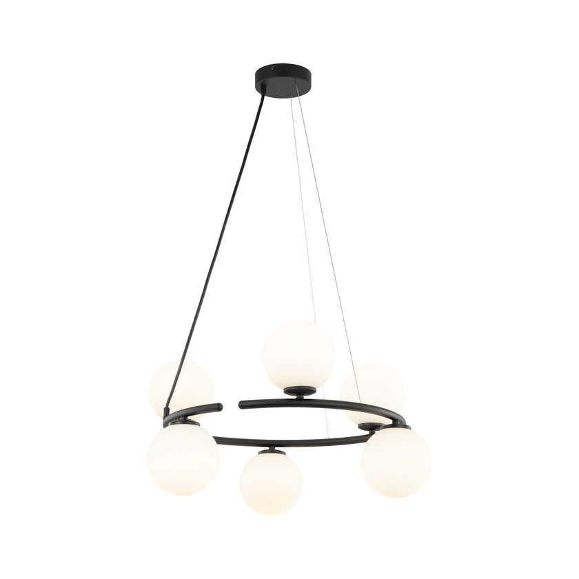 ANABELLE Scandinavian PendANABELLE 6-Light Scandinavian Globe Chandelier for Dining Room & Modern Interiorsant Light 6