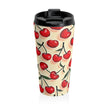Cherry Pattern Stainless Steel Travel Mug — Retro Red Cherries Thermal Tumbler