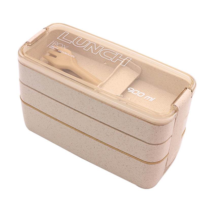 Insulated Bento Lunch Box Three-Layer Wheat Stalk Container