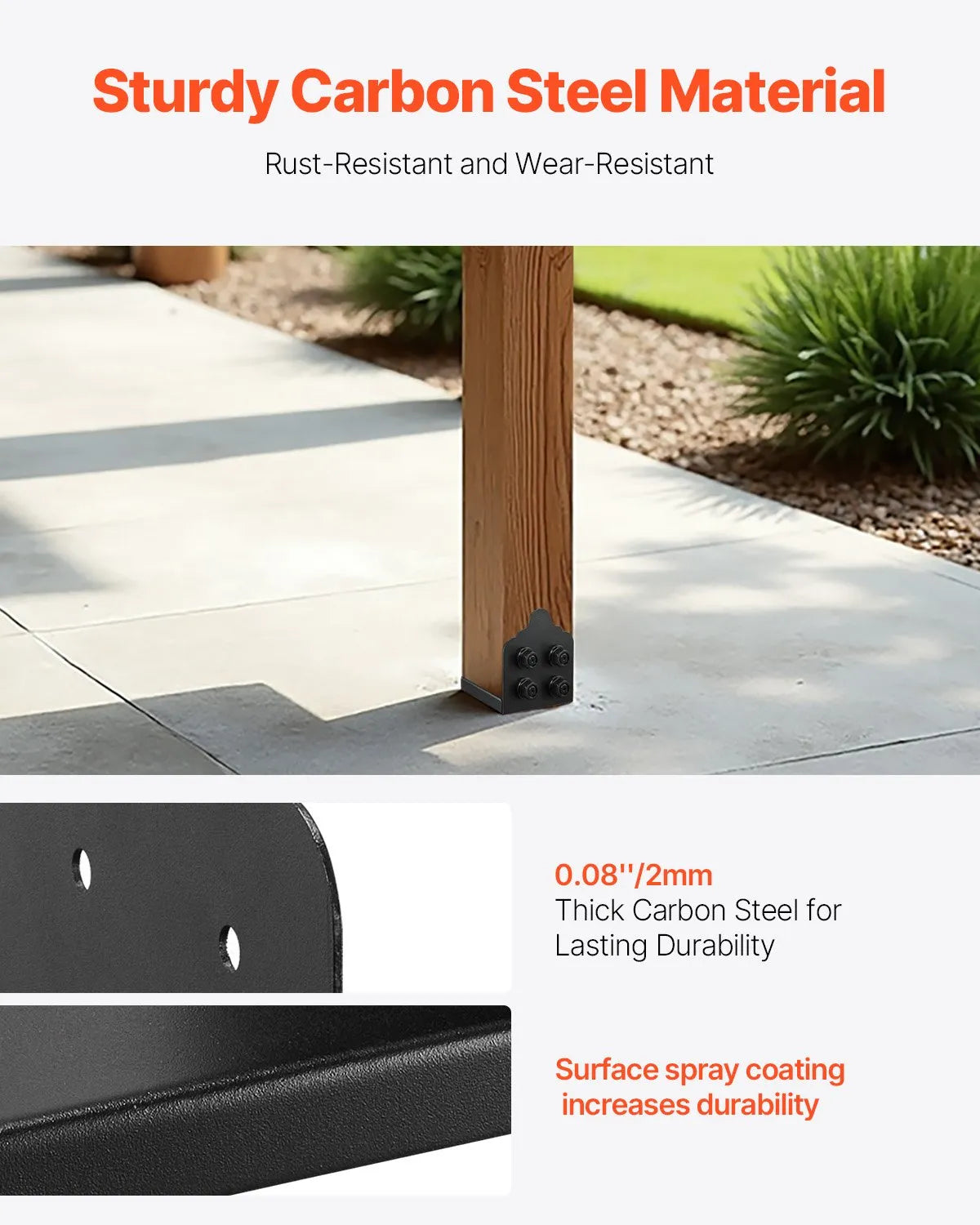 VEVOR 2 Pcs 8x8 Post Base Bracket Wood Fence Post Anchor Inner Size 7.9x7.5 in