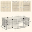 Small Animal Cage Waterproof Mat DIY Animal Playpen for Guinea Pigs Rabbits 12 Panels and Door Black