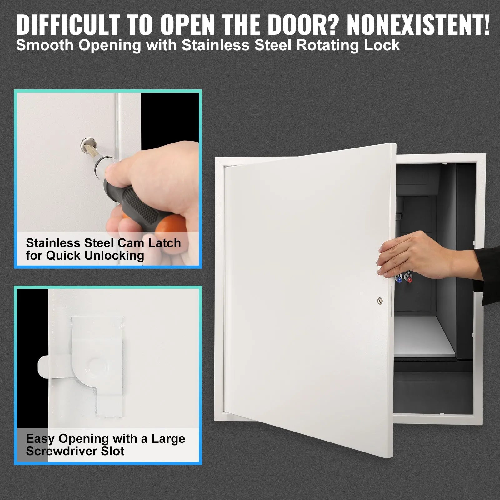VEVOR Access Panel for Drywall & Ceiling, 16 x 16 Inch Plumbing Access Panels, Reinforced Access Door, Heavy-Duty Steel Wall Hole Cover, Easy Install Removable Hinged Panel for Wiring & Cables, Silver