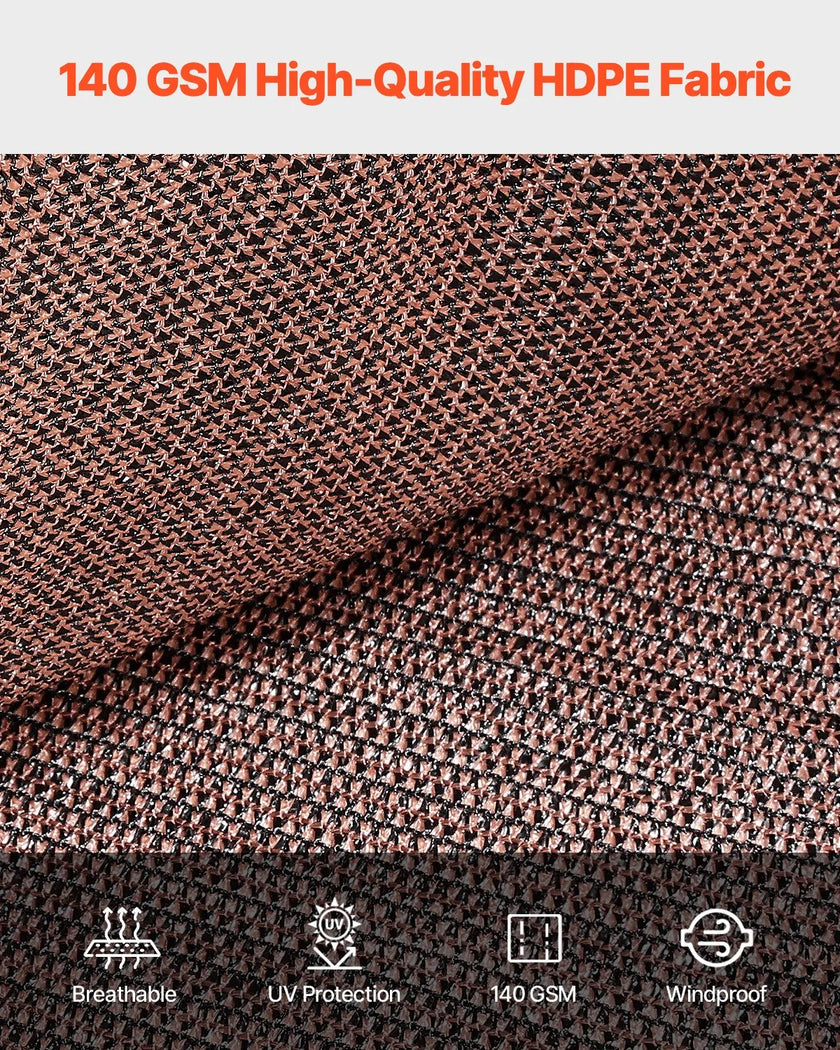 VEVOR 90% Sun Shade Cloth Privacy Screen 10 x 12 ft for Patio Garden (Brown)