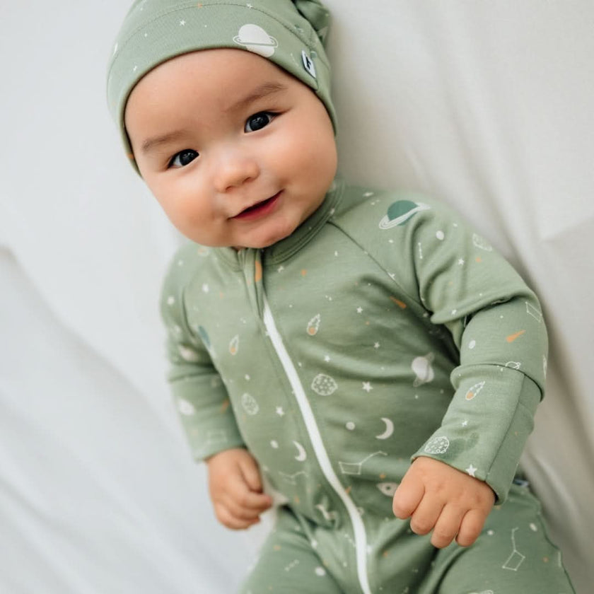 Bamboo Baby Zipper Footed Onesie | Outer Space