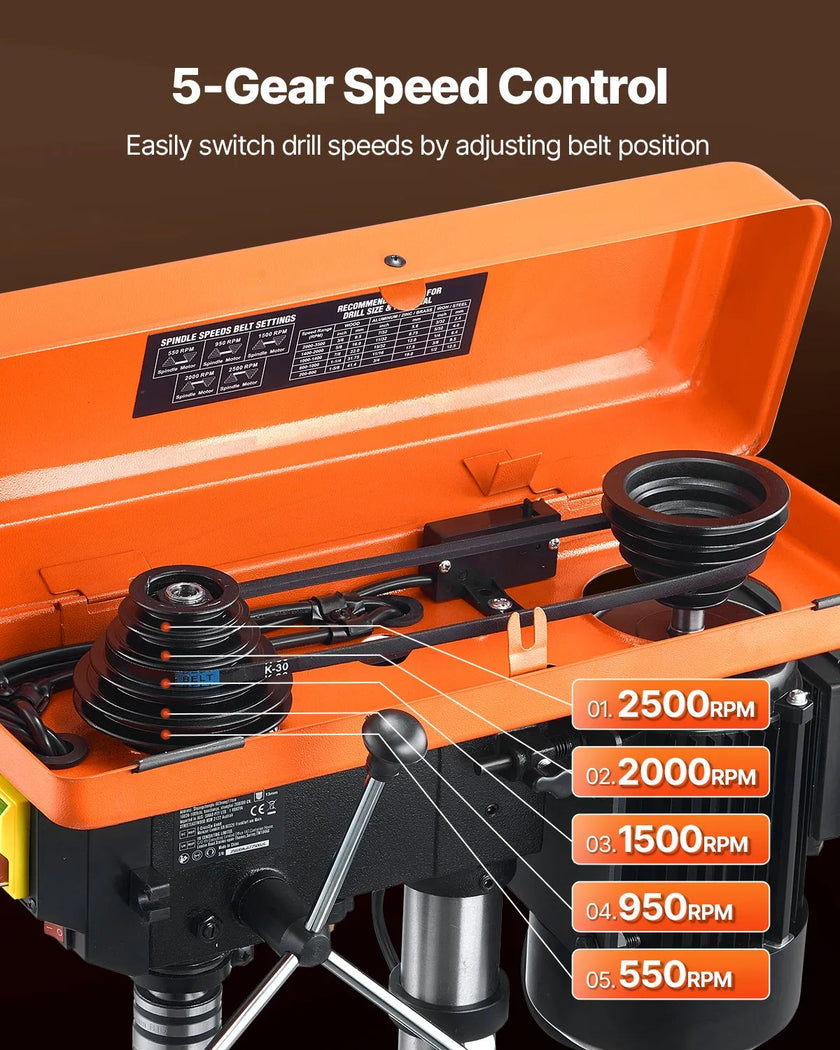 VEVOR 10in Benchtop Drill Press Tabletop Drilling Machine 610-2800RPM Adjustable