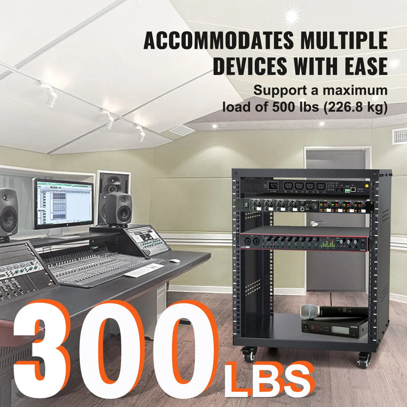 VEVOR 12U AV Rack Stand 500 lbs Capacity Network Stereo Recording Studio Rack
