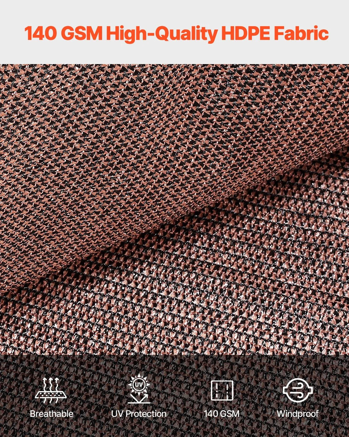 VEVOR 90% Sun Shade Cloth Privacy Screen 8 x 12 ft for Patio Garden (Brown)