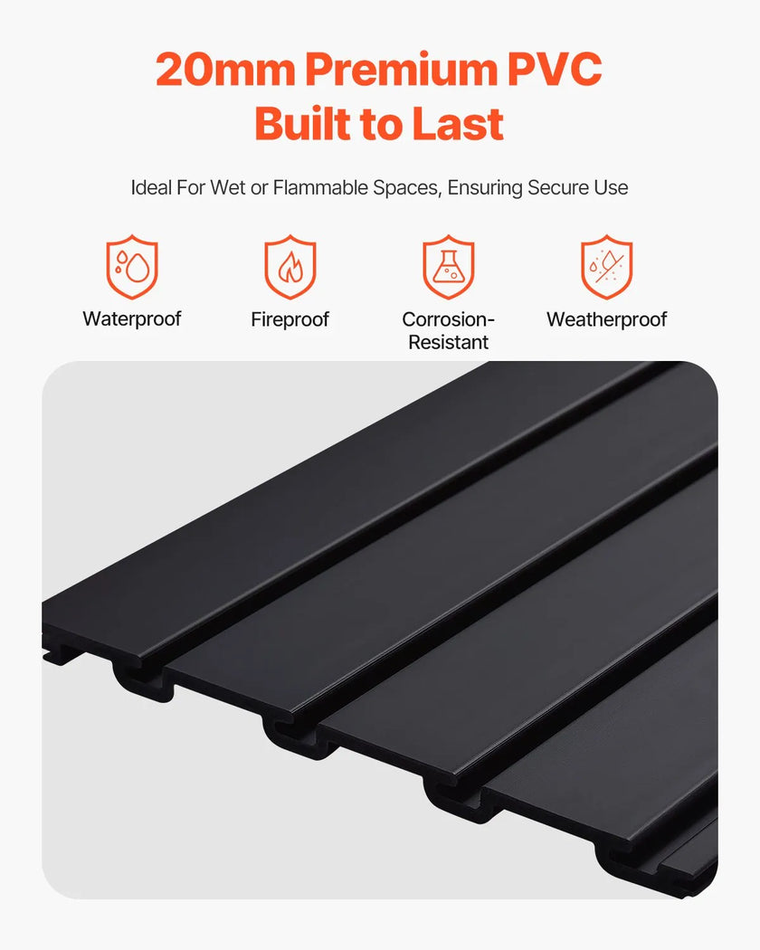 VEVOR 4 x 4 ft Slat Wall Paneling PVC Black Garage Slatwall with Modular Design