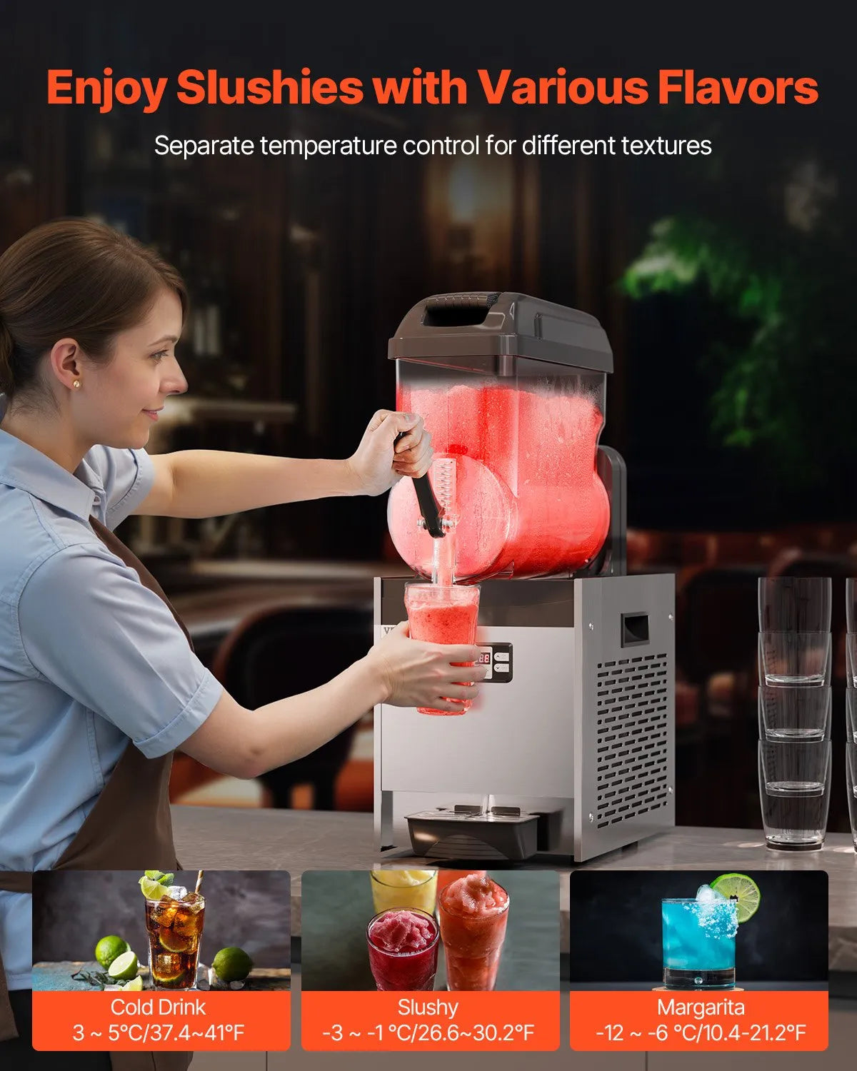 VEVOR 12L Commercial Slushy Machine Margarita Smoothie Frozen Drink Maker