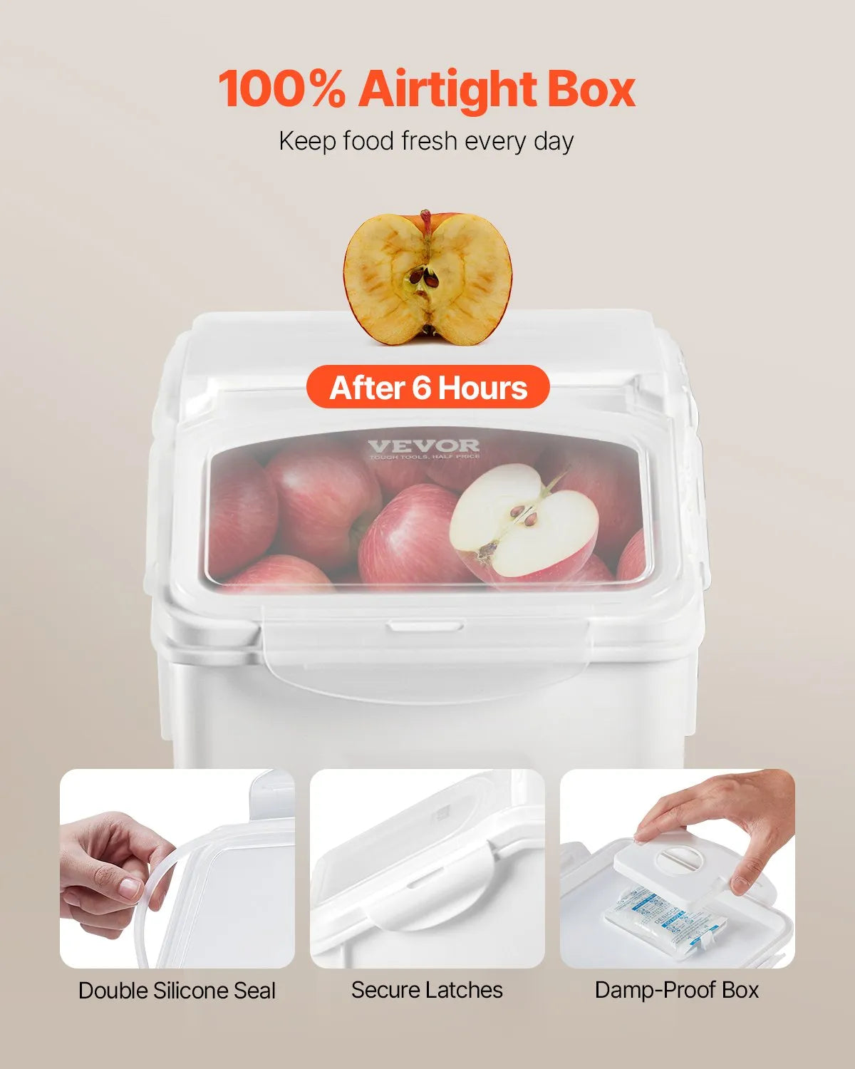 VEVOR 3.5Galx2 + 4.5Galx2 Ingredient Storage Container Airtight Kitchen Bin