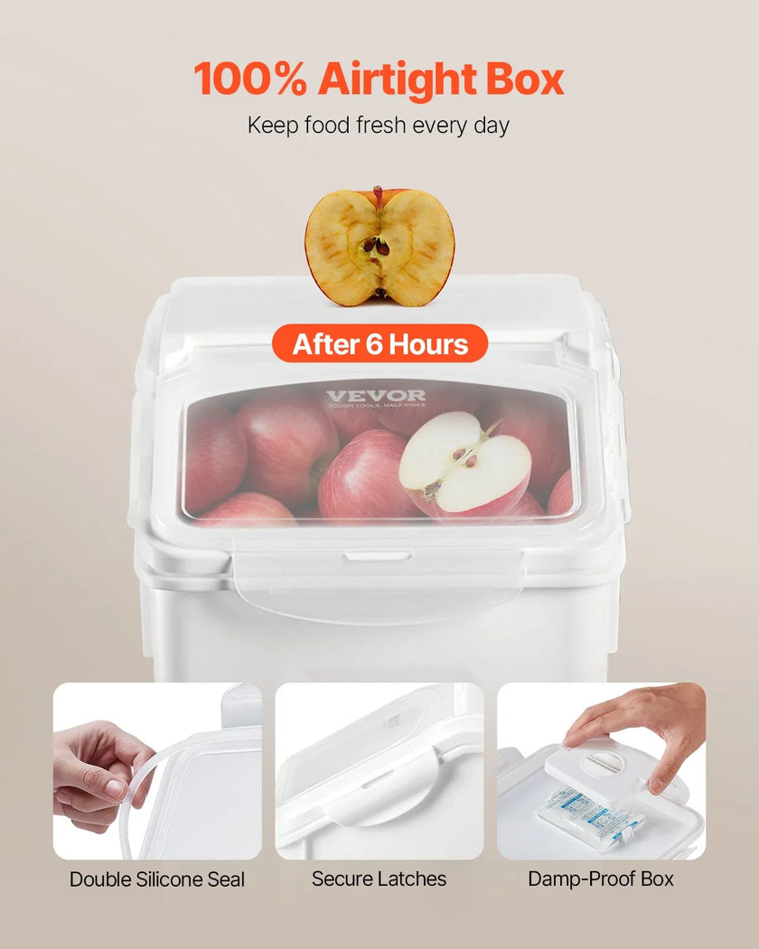 VEVOR 3.5Galx2 + 4.5Galx2 Ingredient Storage Container Airtight Kitchen Bin