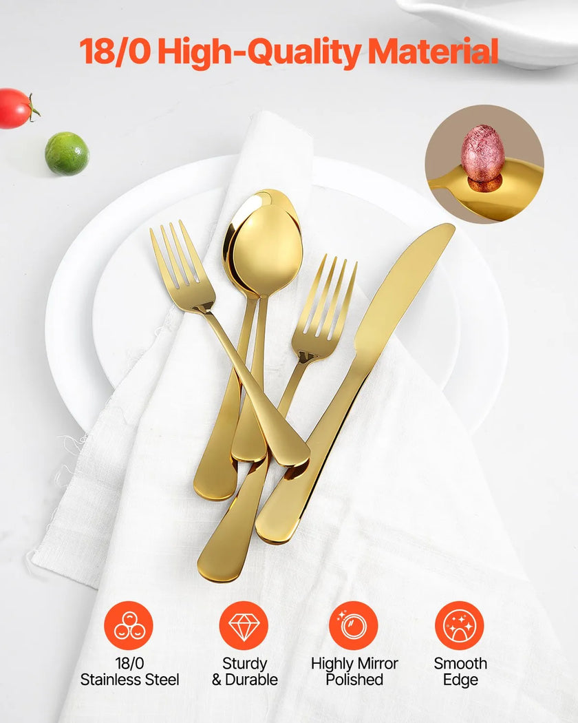 VEVOR 100-Piece Silverware Set Stainless Steel Cutlery Flatware Utensils for 20