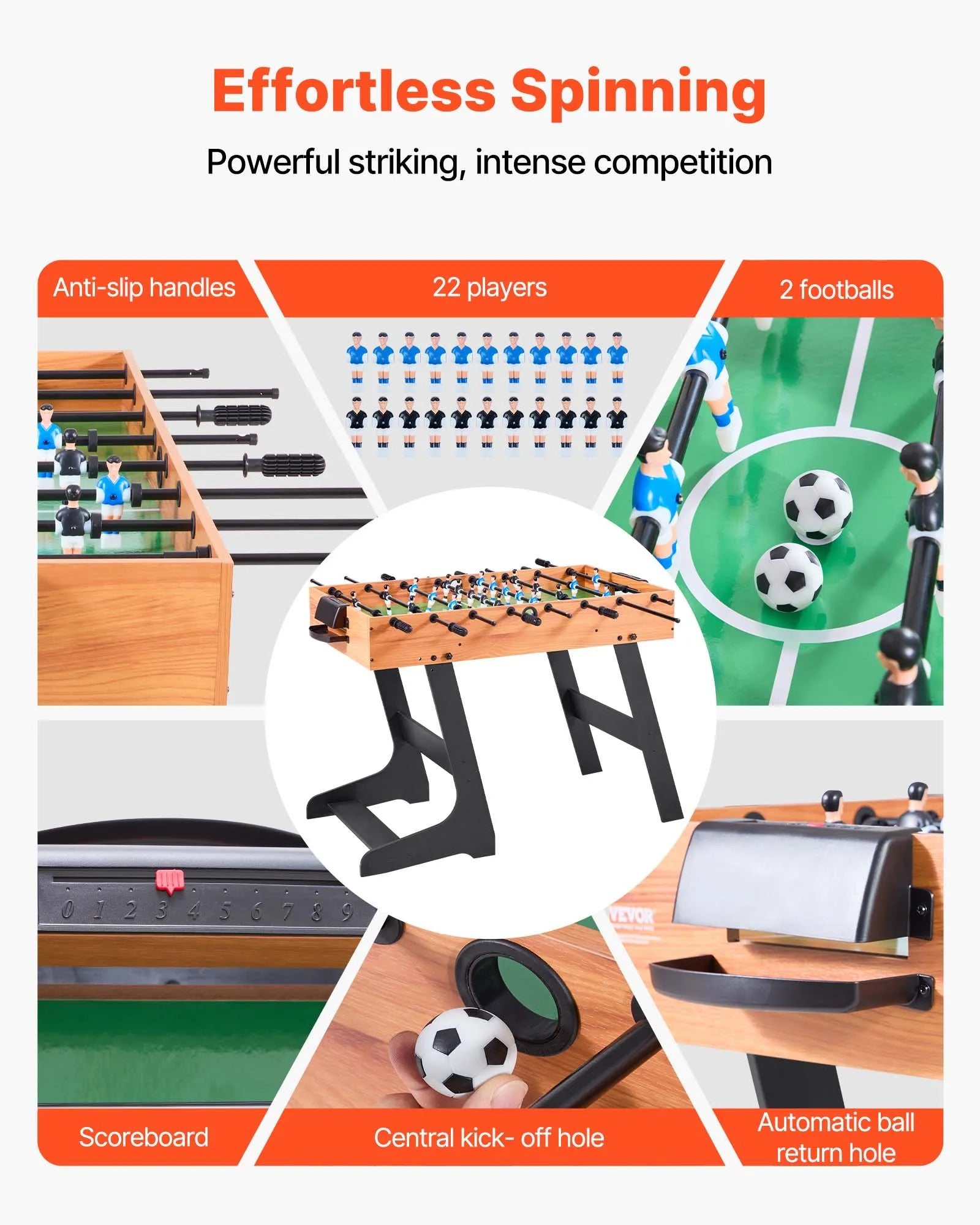 VEVOR 42 inch Folding Foosball Soccer Game Table Standard Size Table for Home