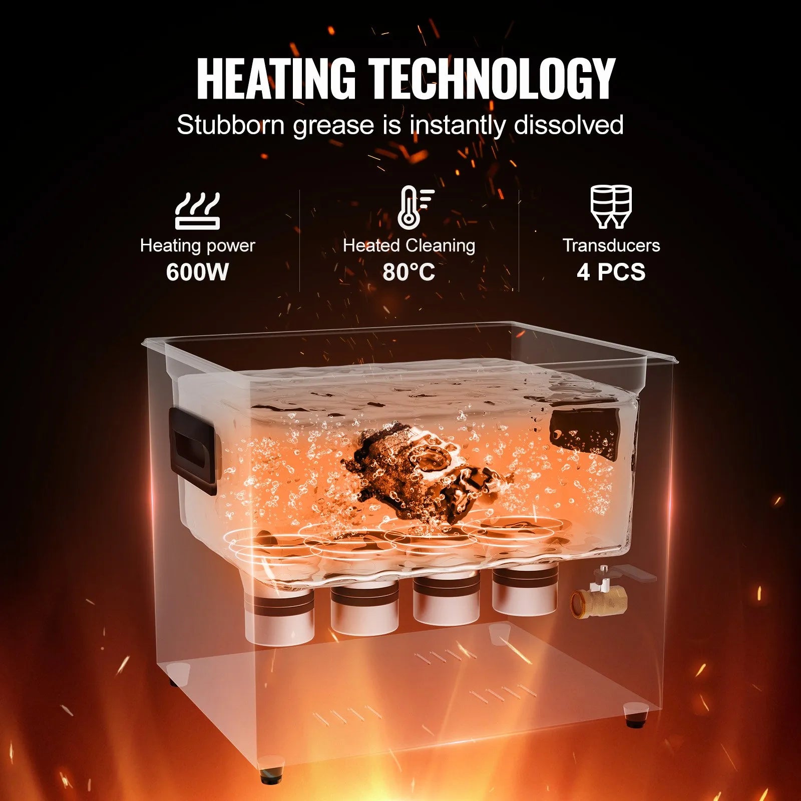VEVOR 10L Ultrasonic Cleaner Cleaning Machine with Basket Heater and Timer 240W