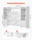 VEVOR 4-Tier Large Kids Toy Storage and Bookshelf with 8 Plastic Bins White