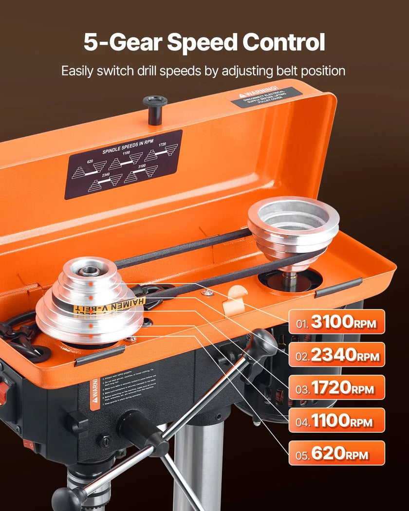 VEVOR 8 in Benchtop Drill Press Tabletop Drilling Machine 750-3200RPM Adjustable