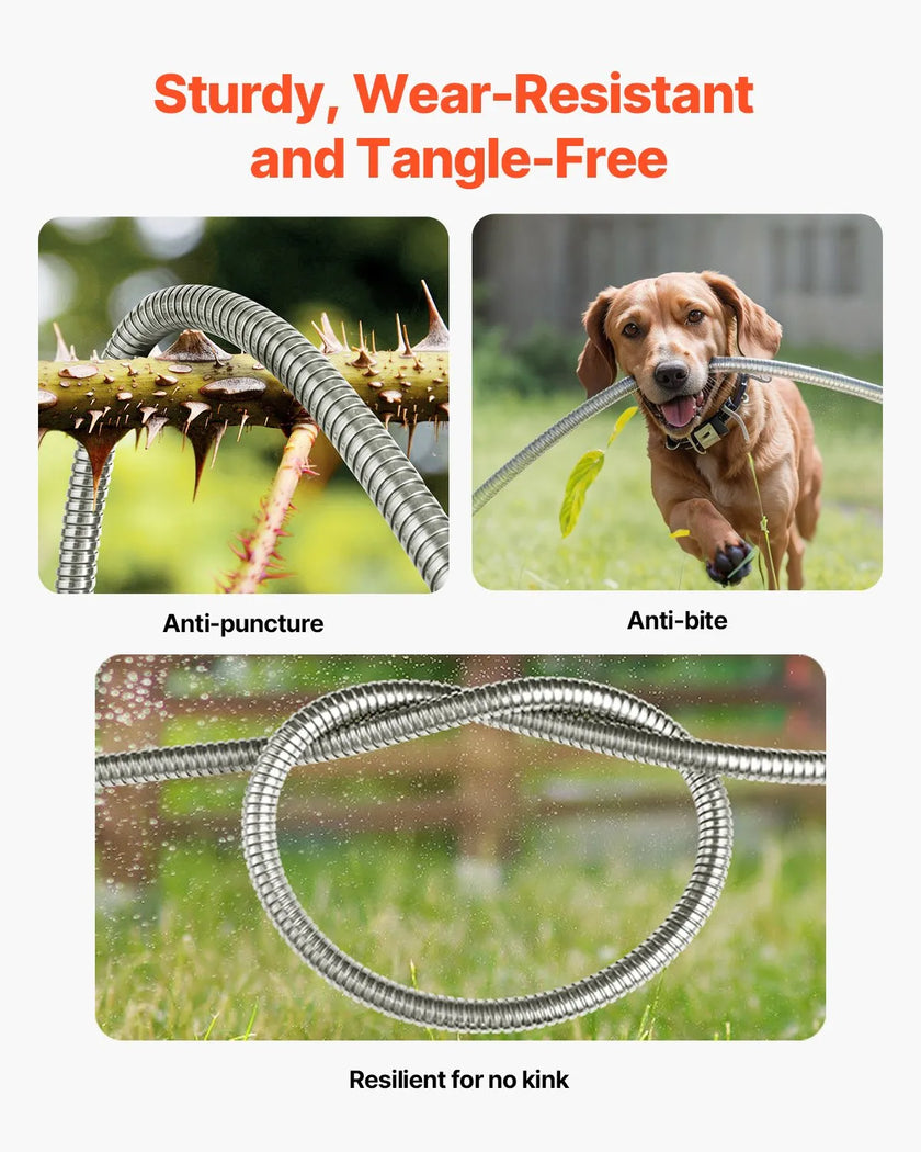 VEVOR 150ft Metal Garden Hose Stainless Steel Water Hose Lightweight No Kink