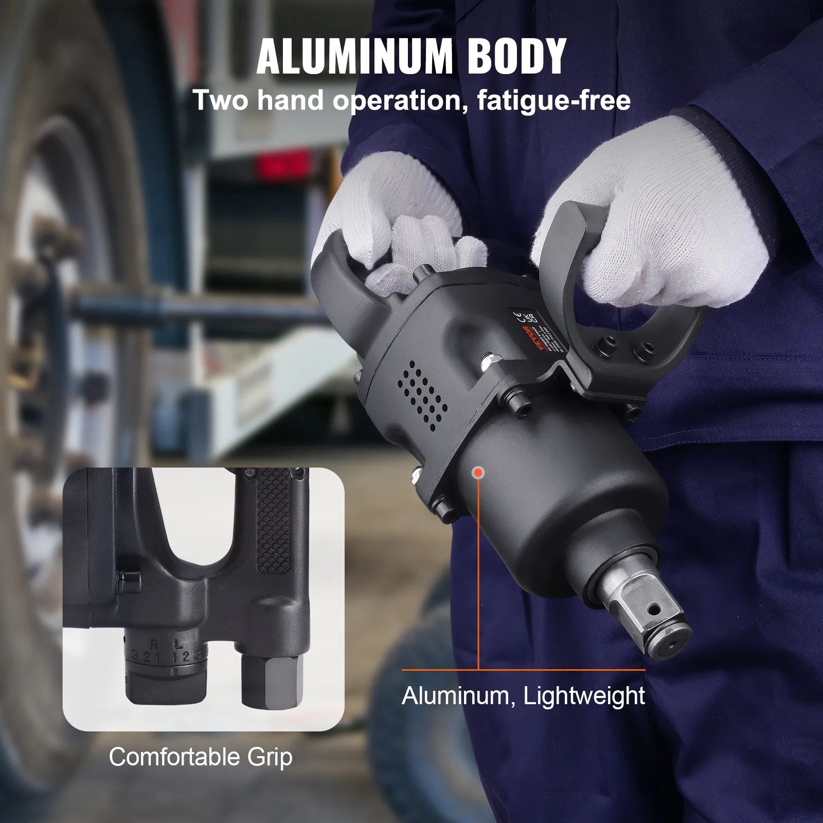 VEVOR 1 Inch Air Impact Wrench, Up to 2730 ft-lbs Reverse Torque Output 1
