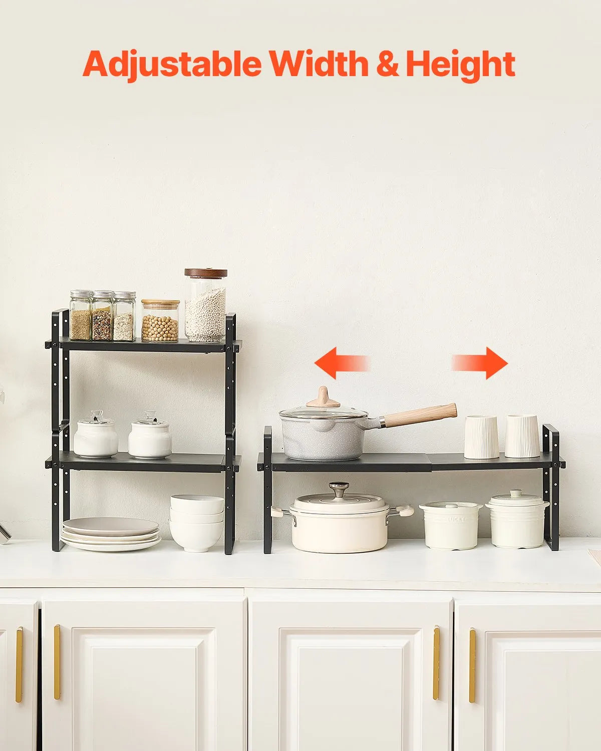 VEVOR 2 Tier Cabinet Organizer Shelf Counter Shelves Steel Storage Spice Rack