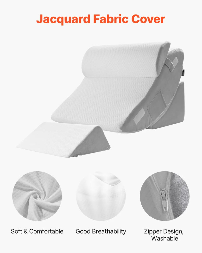 VEVOR Orthopedic Bed Wedge Pillow 4 Pcs Adjustable for Back Leg Neck GERD Sleep