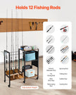 VEVOR 12 Pole Fishing Rod Holder Fishing Rack Cart Organizer for Garage Wheels