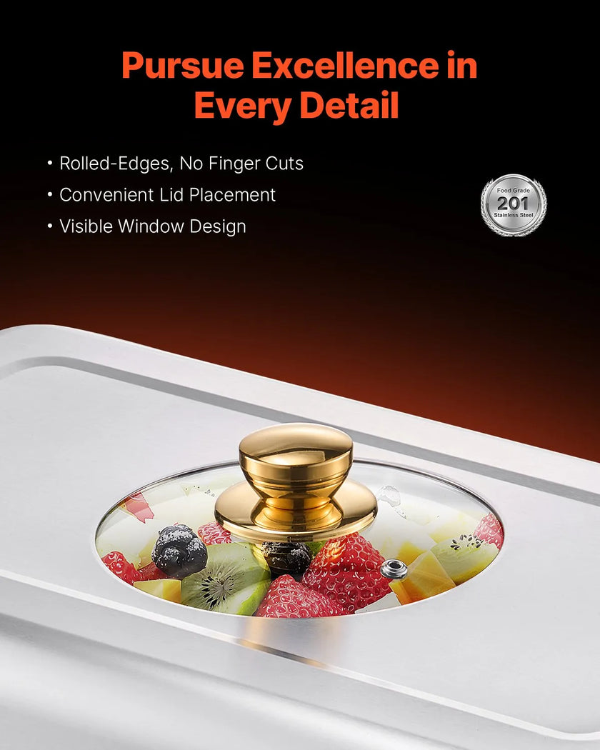 VEVOR 4 Qt 2 Pack Rectangle Chafing Dish Buffet Set Halfsize Pan Stainless Steel