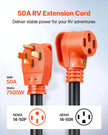 VEVOR 75 FT 50A RV Extension Power Cord STW Wire NEMA 14-50P NEMA 14-50R ETL