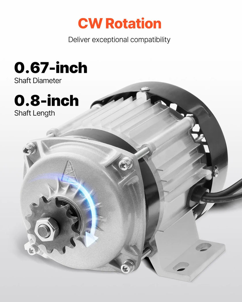 VEVOR 500W Electric Brushless DC Motor Kit 48V 2700rpm with Upgraded Controller