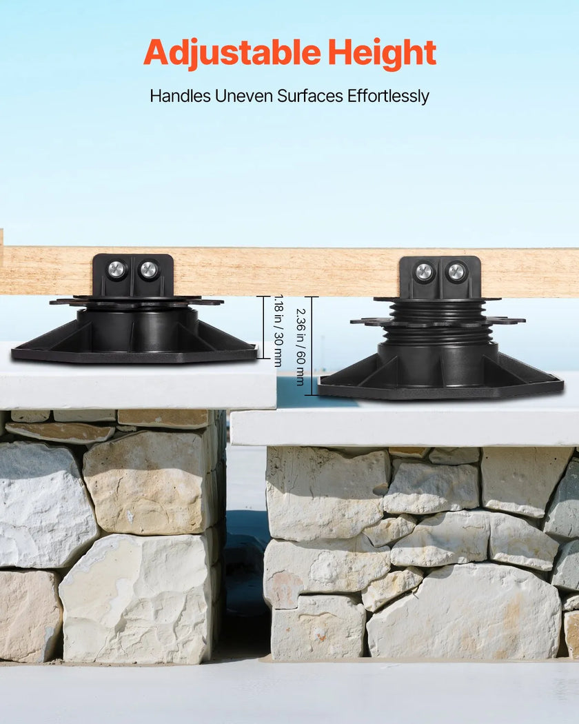 VEVOR 12 Pcs Adjustable Deck Support Pedestal Deck Foundation Base 1.18-2.36 in