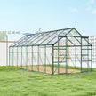 16' x 8' Aluminum Polycarbonate Greenhouse Walk-in Garden Greenhouse Kit with Adjustable Roof Vent, Rain Gutter and Sliding Door for Winter, Green