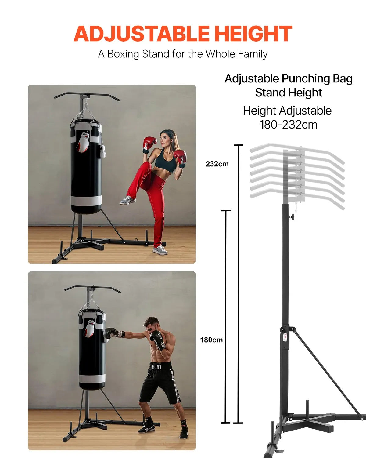 VEVOR 2 in 1 Heavy Duty Punching Bag Frame Boxing Punching Fitness Stand Steel