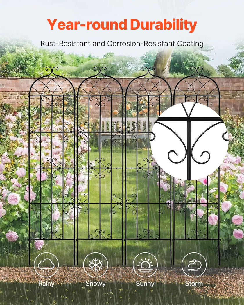 VEVOR 4 Packs Metal Garden Trellis for Climbing Plant Support 87x20 in Rustproof