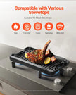VEVOR 14x8.5 in Reversible Grill Griddle Pre-Seasoned BBQ Pan Cast Iron Black