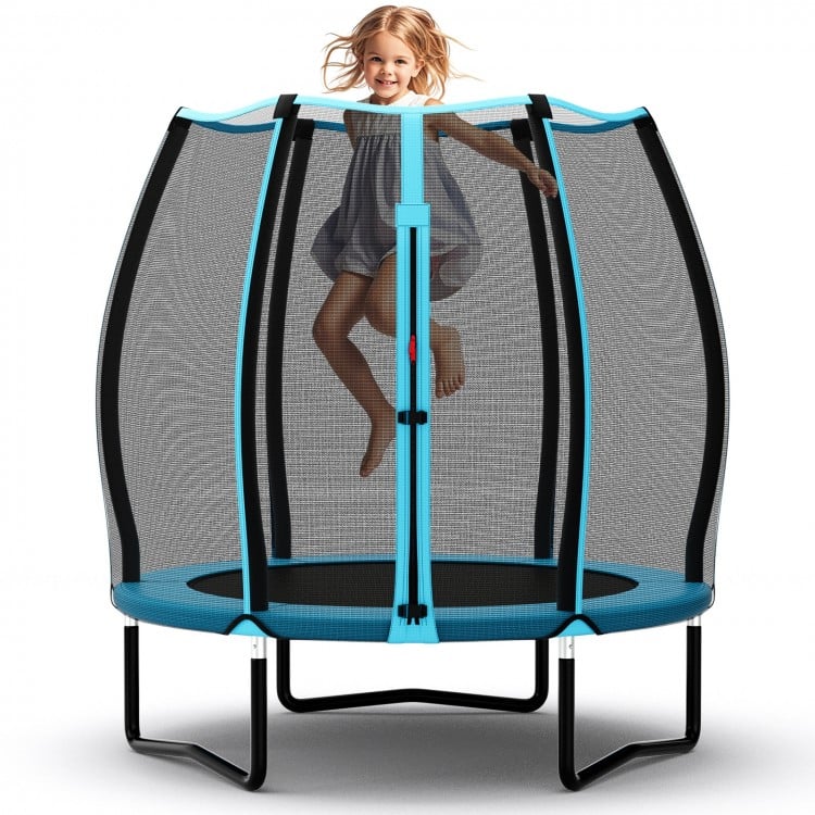 55 Inch Trampoline for Kids Toddler Mini Trampoline with Safety Enclosure Net - Blue