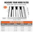 VEVOR 15.5Wx19.5H Inch Commercial Hood Filter Range Hood Baffle Stainless Steel