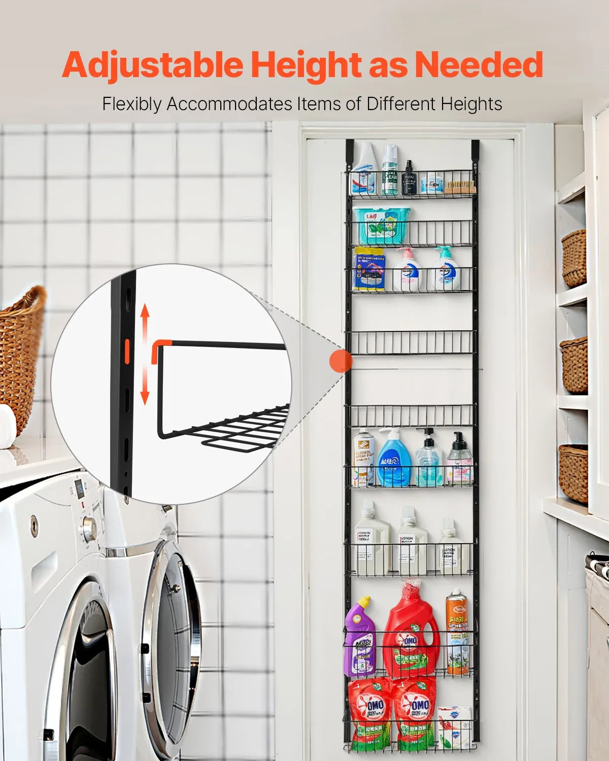 VEVOR 9-Tier Over the Door Pantry Organizer Hanging Storage Rack Adjustable