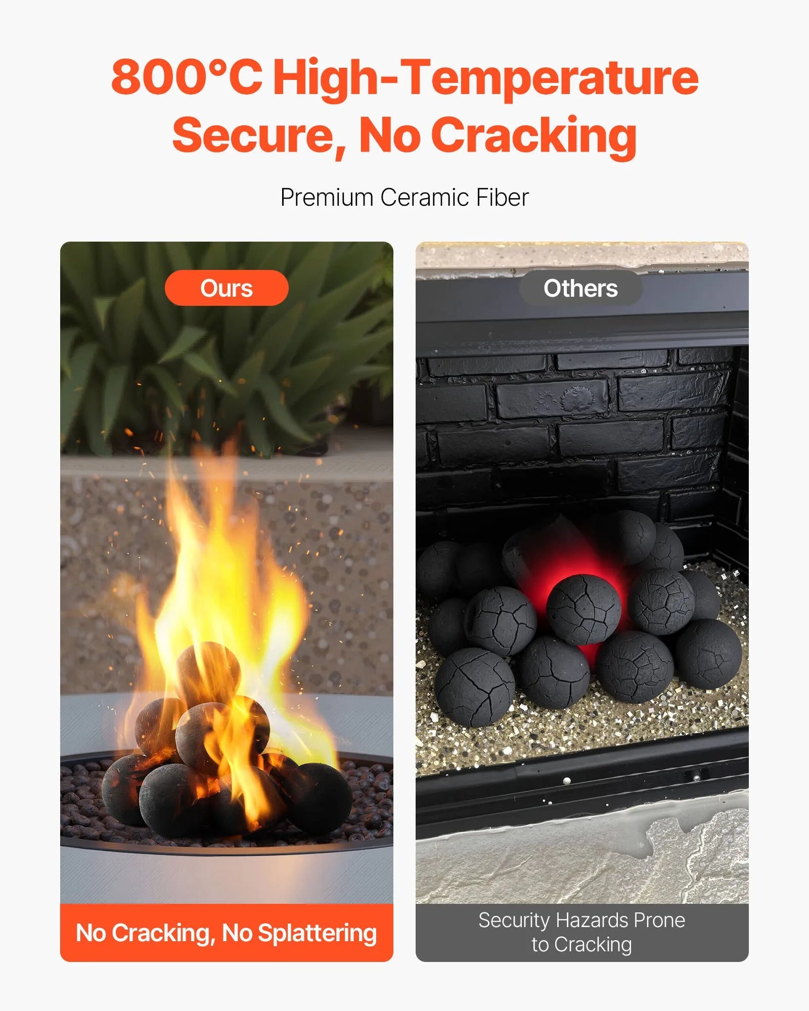 VEVOR 4 Inch 12 Pcs Ceramic Fire Balls Round Fire Stones Reusable Lava Rocks