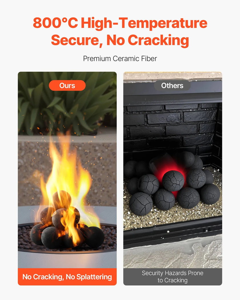 VEVOR 4 Inch 12 Pcs Ceramic Fire Balls Round Fire Stones Reusable Lava Rocks