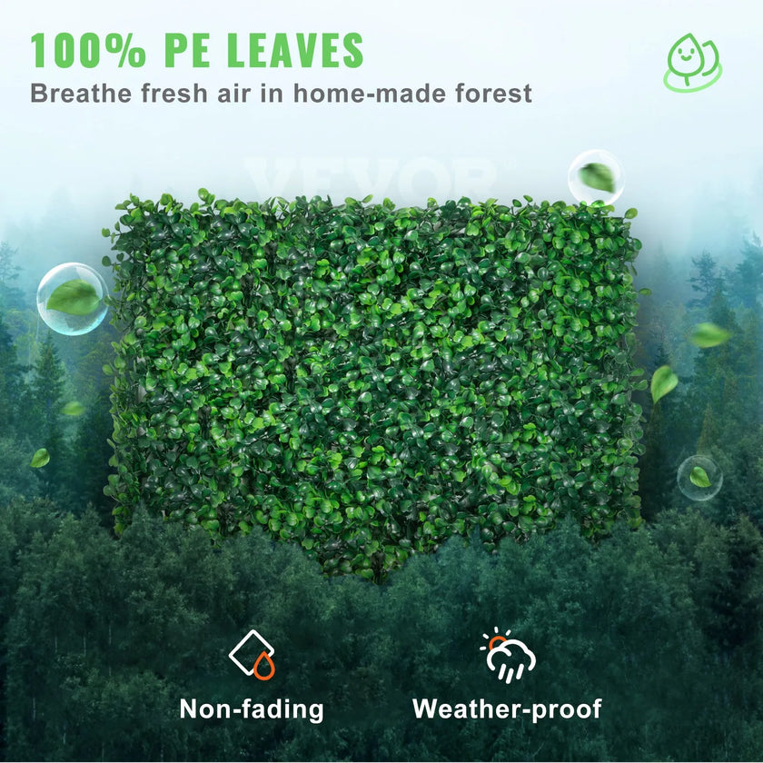 VEVOR 12PCS 10x10 inch Artificial Boxwood Panels, Boxwood Hedge Wall Mat,Artificial Grass Backdrop Wall, Privacy Hedge Screen UV Protected for Outdoor Indoor Garden Fence Backyard