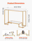 VEVOR 2-Tier Glass Console Table Rectangle Sofa Side Table with Anti-Tip Golden