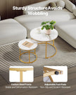 VEVOR Nesting Coffee Table Set of 2 Round Coffee Table 23.6 in (White & Gold)