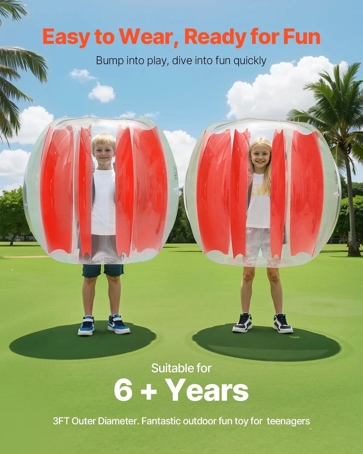 VEVOR 2-Pack 3FT/0.9M Inflatable Bumper Balls PVC Body Sumo Zorb Ball Outdoor