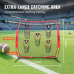 VEVOR 8 x 8 ft Football Trainer Throwing Net, Training Throwing Target Practice Net with 5 Target Pockets, Knotless Net Includes Bow Frame and Portable Carry Case, Improve QB Throwing Accuracy, Red