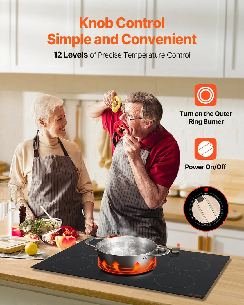 VEVOR 9200W 5 Burner Induction Cooktop Electric Countertop Burner Knob Control