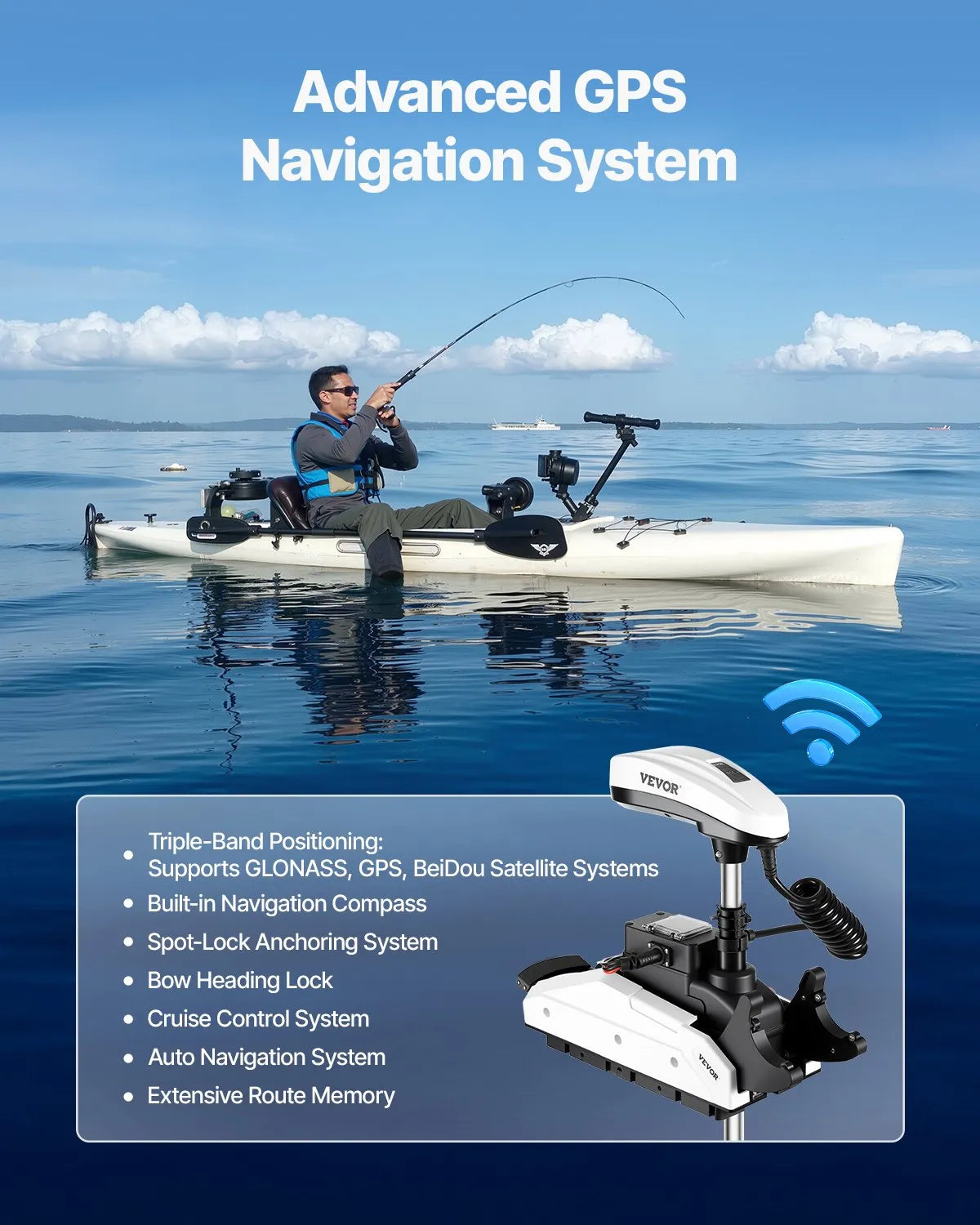 VEVOR 55lb 12V Thrust Electric Trolling Motor Saltwater Boat Engine 54