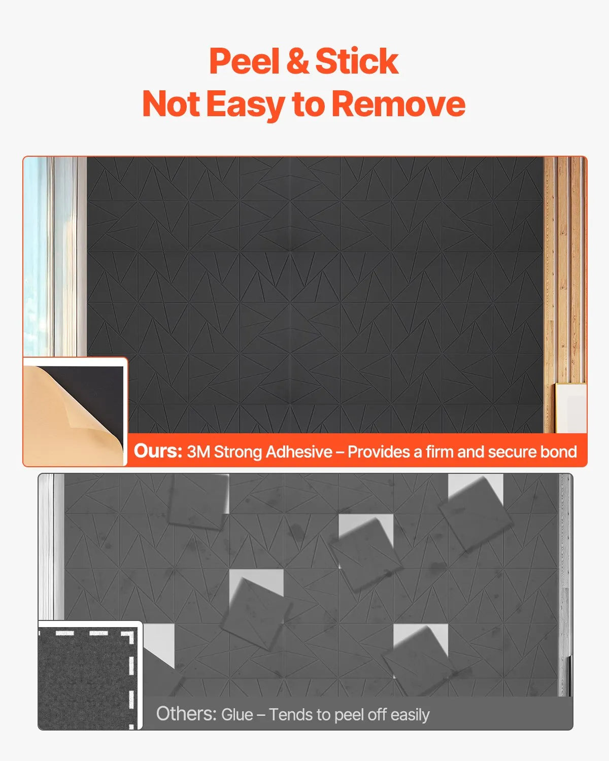 VEVOR 18 Pack Acoustic Wall Panels 11.8 x 11.8 x 0.4 inch Self-Adhesive Black