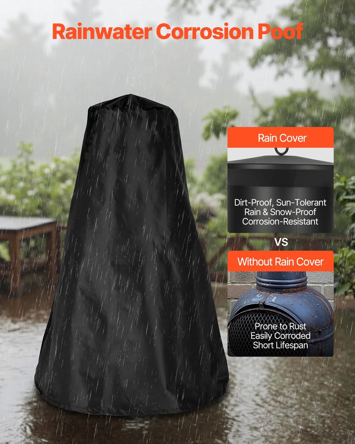 VEVOR 22 Inch Chiminea Outdoor Iron Fireplace with Grill Mesh & Chimney Coat